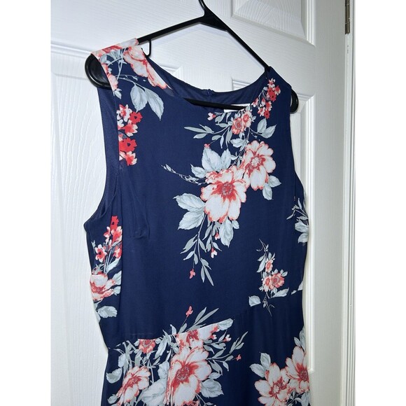 Studio One Women’s Sleeveless Floral & Navy Dress Size 10 - Picture 2 of 6